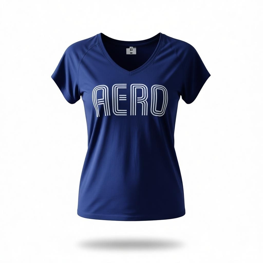 Aeropostale Sport V-Neck Blue Graphic Tee Activewear Shirt Size SP